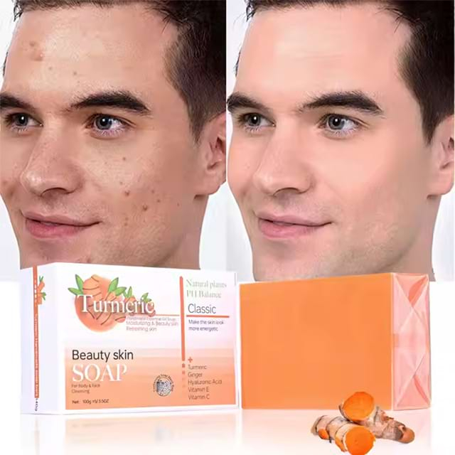 OEM Organic Face&Body Bar Soap Cleansing Remove Dark Spot Removal Turmeric Scrub Acne Treatment Soap